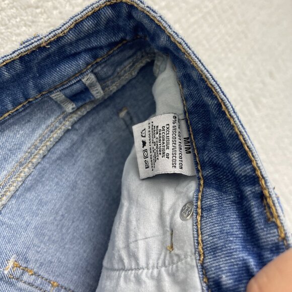 Kendall & Kylie Distressed Cut-Off Denim Mini Skirt Blue Raw Hem Casual Women’s - Picture 8 of 14